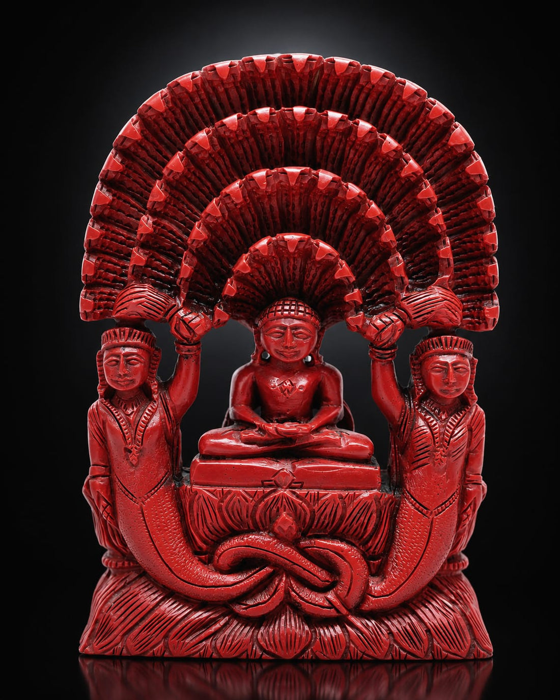 Tirthankar Parshvanath Ji - Imitation Coral (Man-Made) Idol