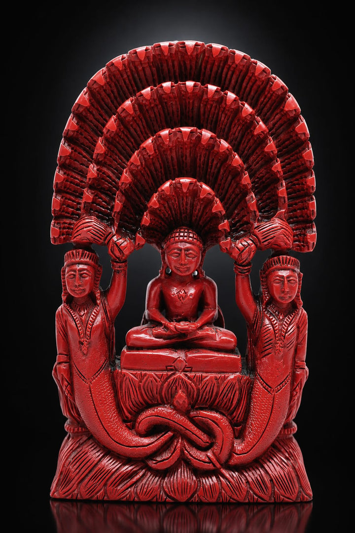 Tirthankar Parshvanath Ji - Imitation Coral (Man-Made) Idol