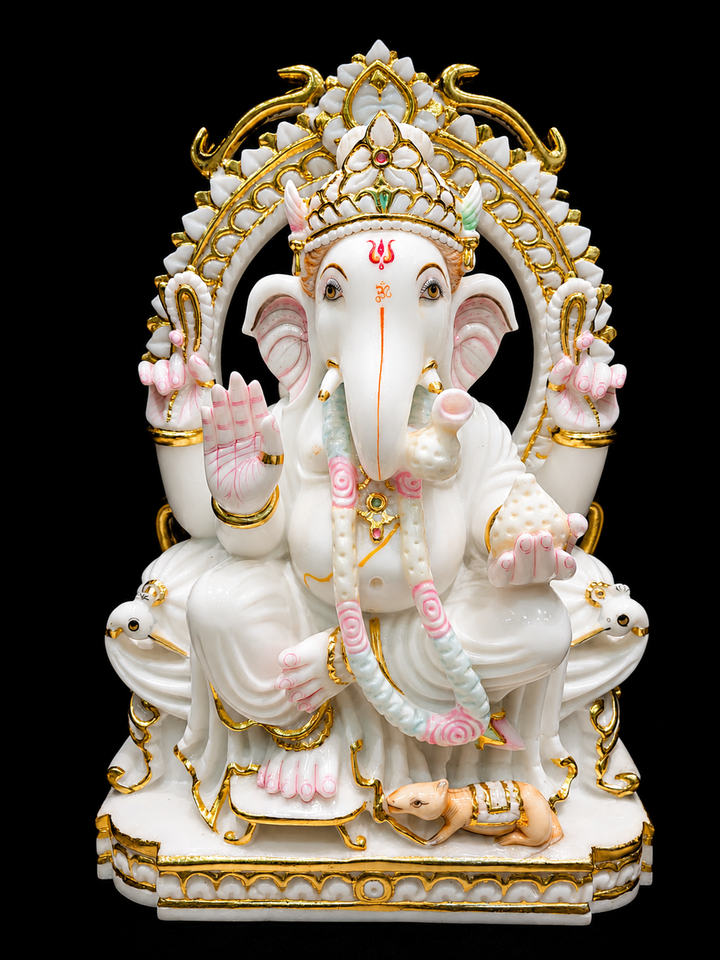 Lord Ganesha Idol - White Marble