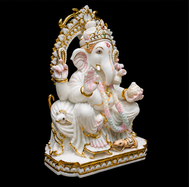 Lord Ganesha Idol - White Marble