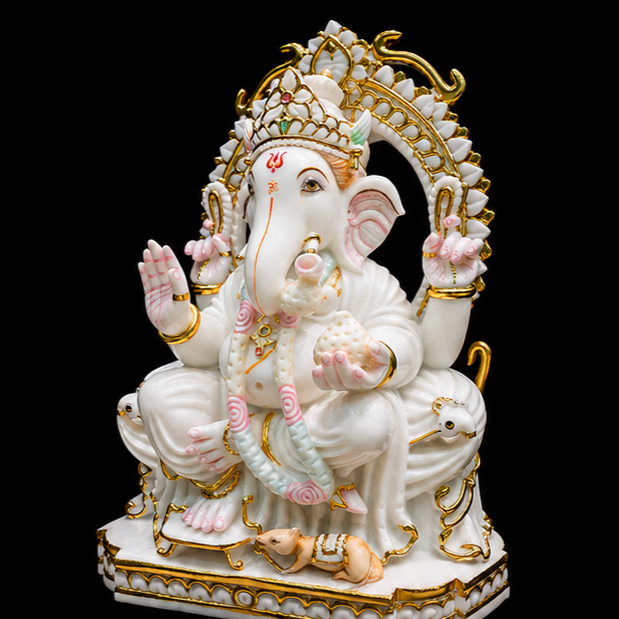 Lord Ganesha Idol - White Marble
