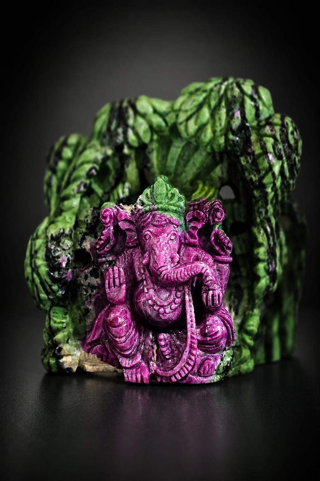 Ruby Zoisite Ganesha Idol