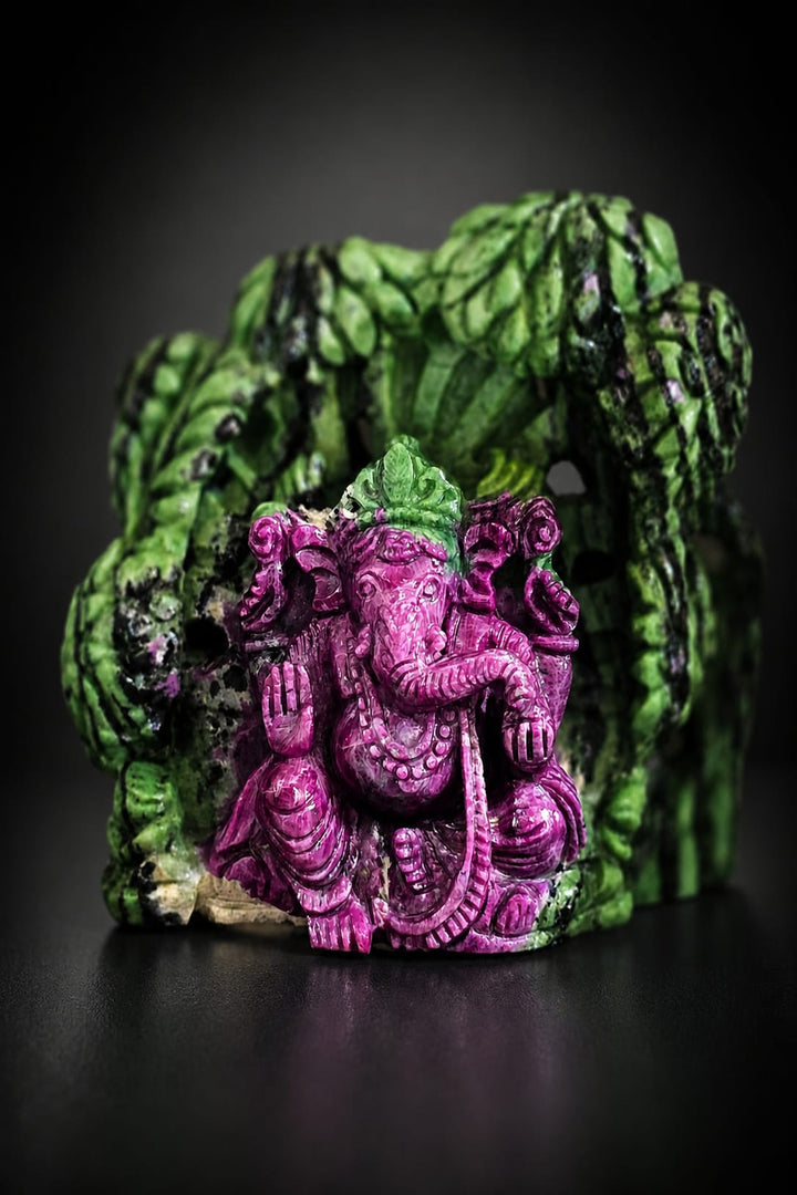 Ruby Zoisite Ganesha Idol