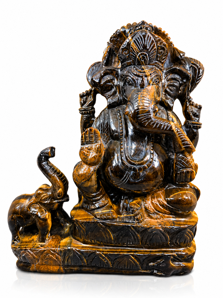 Lord Ganesha Idol- Tiger Eye