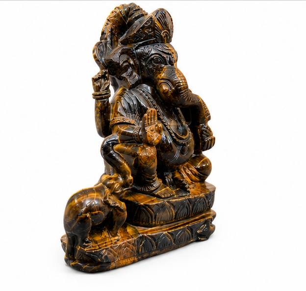 Lord Ganesha Idol- Tiger Eye