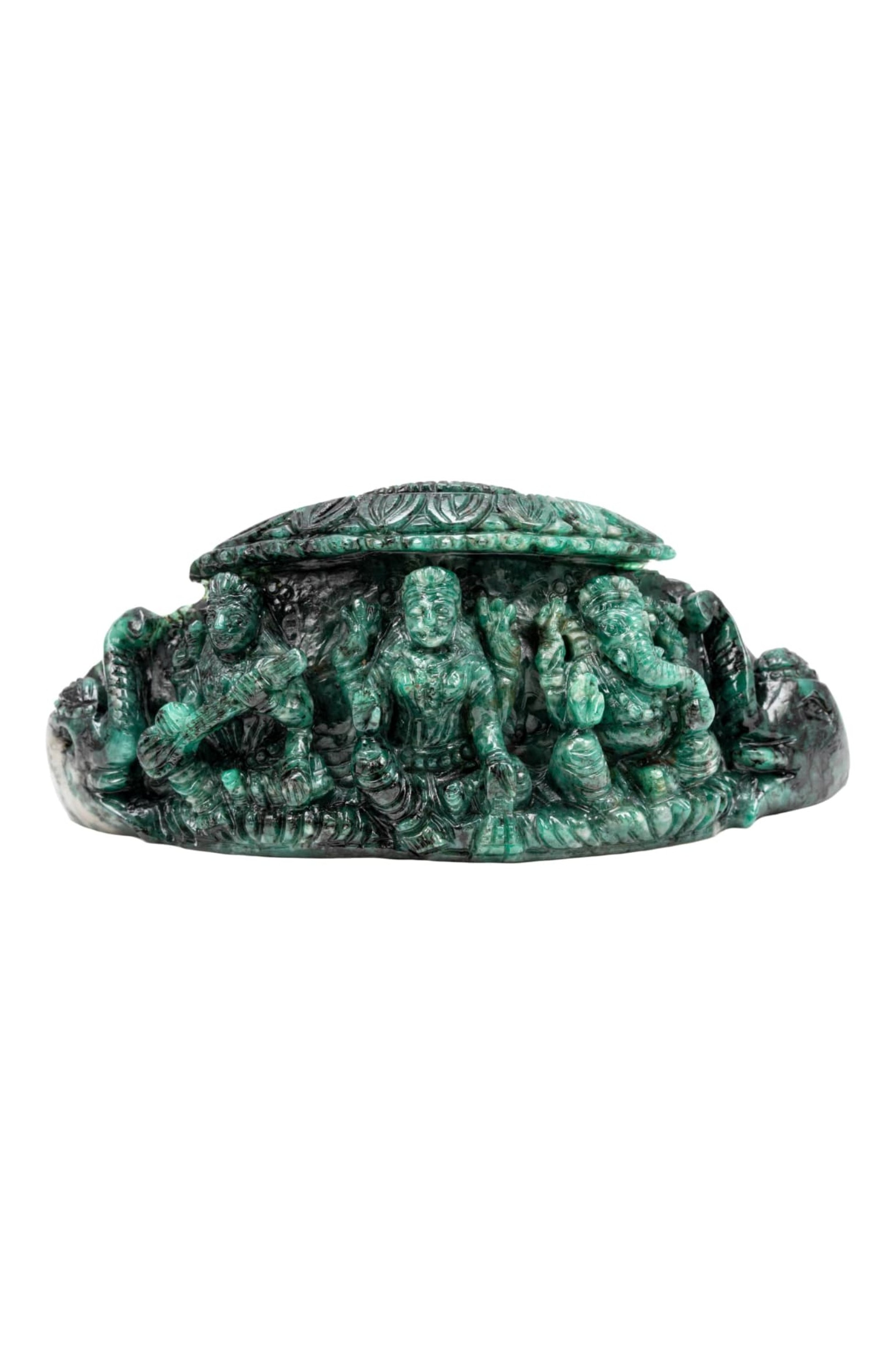 Ganesha–Lakshmi–Saraswati Trio – Emerald