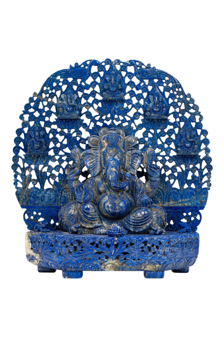 Lord Ganesha in Ornate Arch Form – Lapis Lazuli