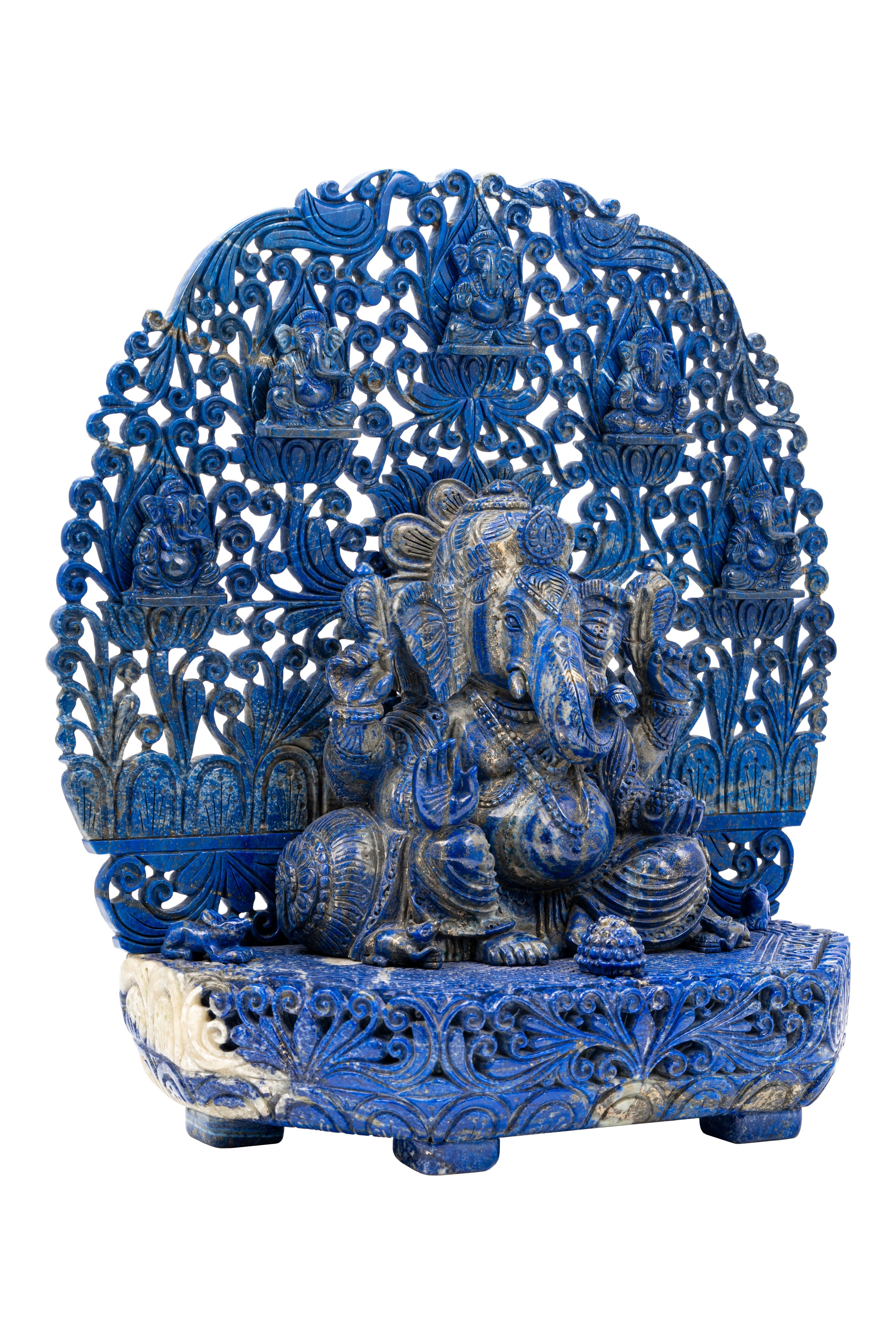 Lord Ganesha in Ornate Arch Form – Lapis Lazuli