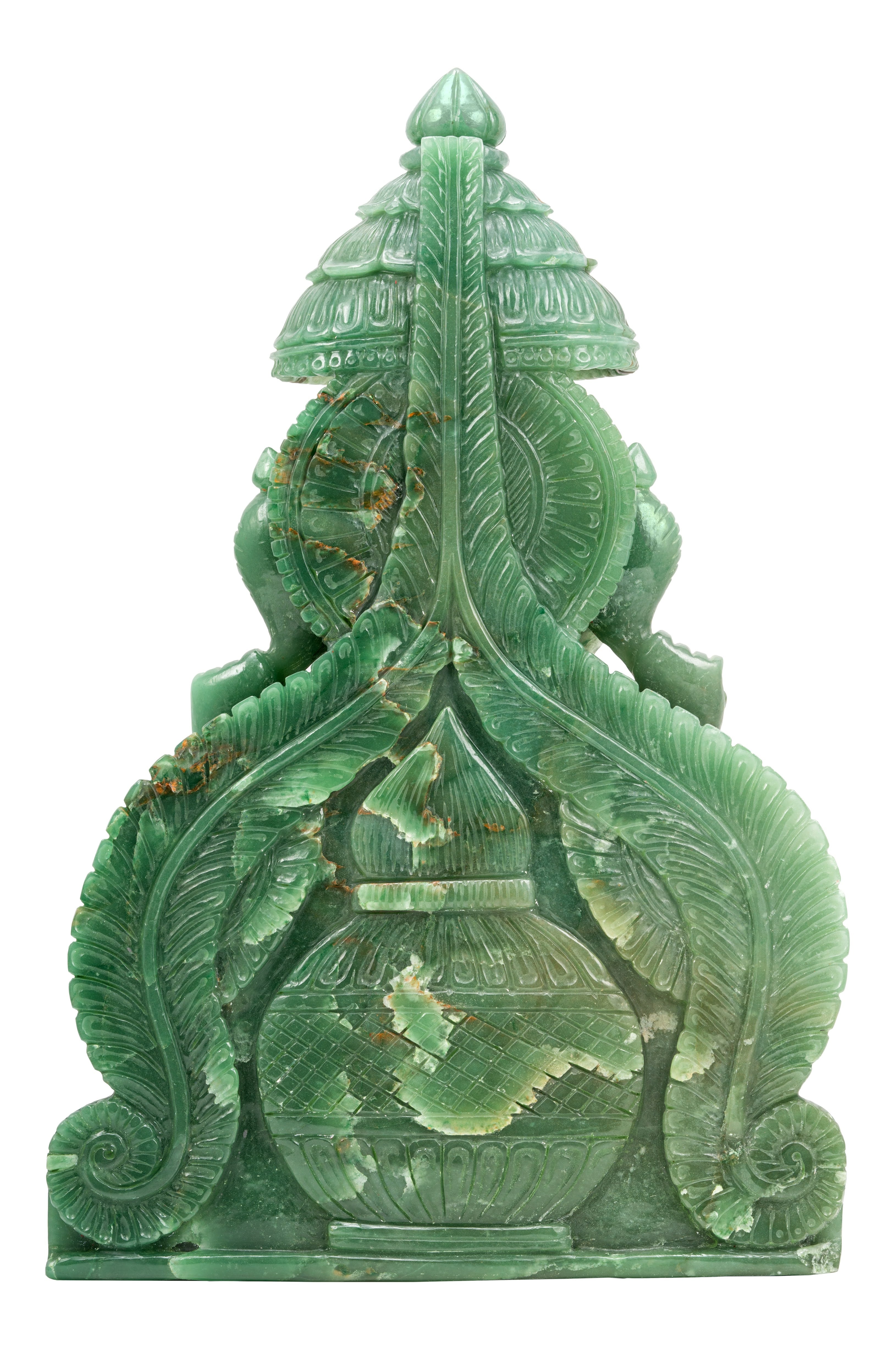 Lord Ganesha Under Divine Canopy – Green Aventurine