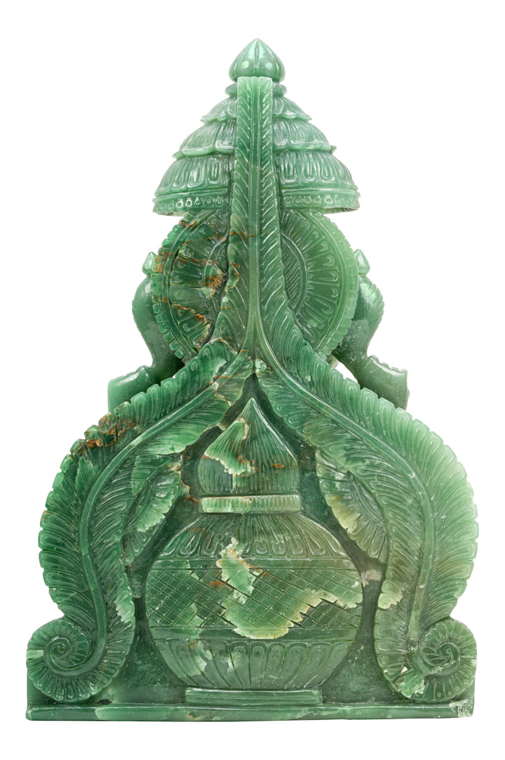 Lord Ganesha Under Divine Canopy – Green Aventurine