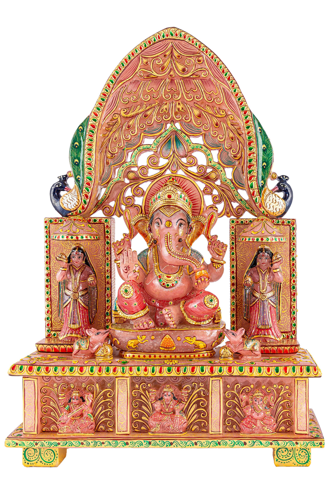 Rose Quartz Ganesha Ji with Divine Ensemble