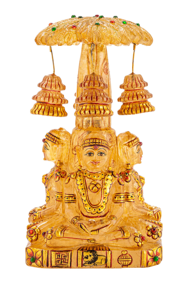 Chaumukhi Tirthankar Mahavir Swami – Yellow Quartz